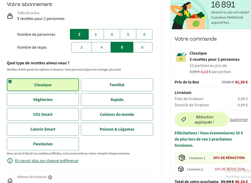 Réglages de l'abonnement HelloFresh : suspendre ou résilier