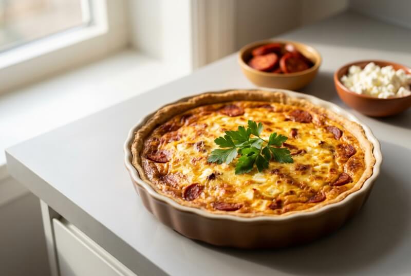 chorizo feta quiche